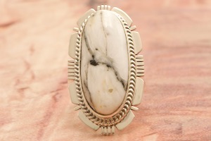 Native American Jewelry Genuine White Buffalo Turquoise Ring